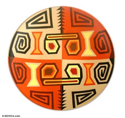 Ceramic plate, 'Inca Weavings' - Hand Made Decorative Ceramic Plate