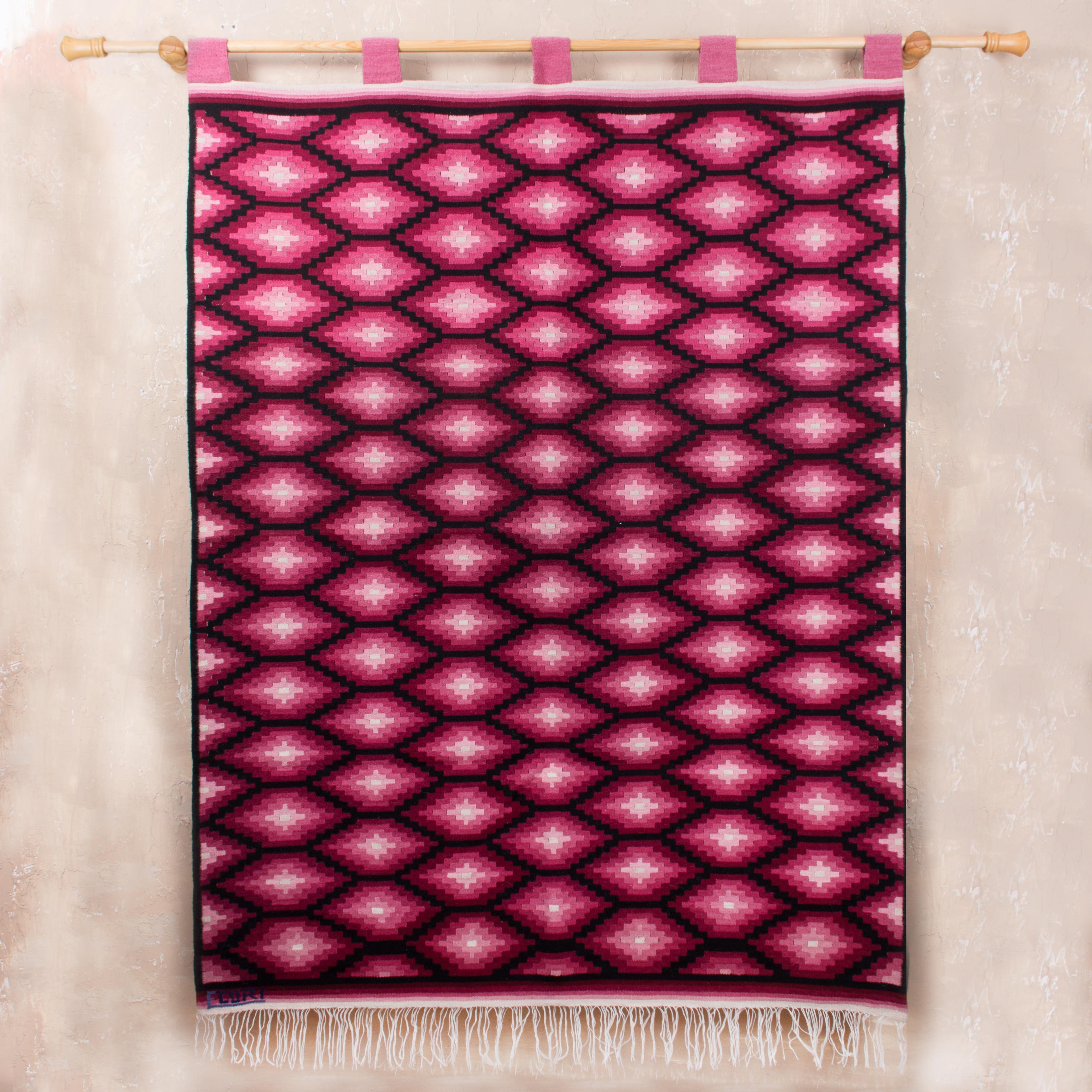 Hand Woven Wool Wall Tapestry From Peru Red Lightning