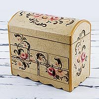 Chest of drawers, 'Rose Bouquet' - Handcrafted Wood Mini Chest of Drawers 