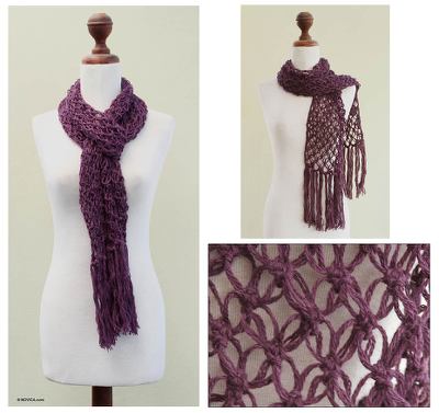 100% alpaca scarf, 'Warm Purple' - 100% alpaca scarf