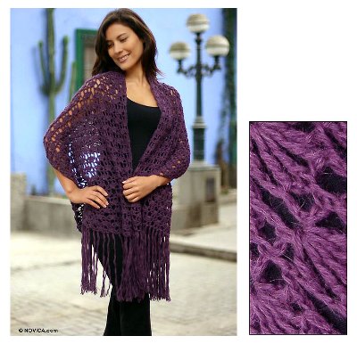 100% alpaca shawl, 'Plum Temptation' - 100% alpaca shawl