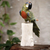 Serpentine and calcite sculpture, 'Jungle Cockatoo' - Collectible Gemstone Multicolor Bird Sculpture thumbail