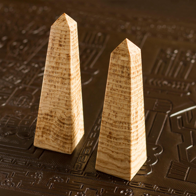 Obeliscos de aragonito, (par) - Esculturas de piedras preciosas de obeliscos de aragonito (par)