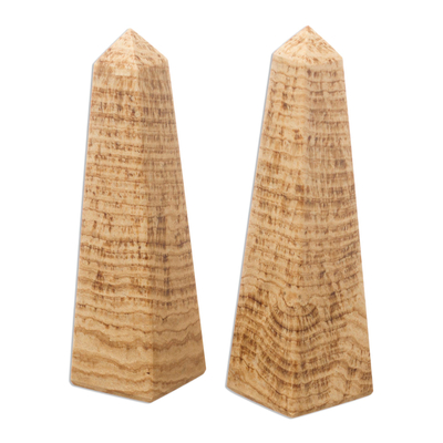 Aragonite Obelisks Gemstone Sculptures (Pair)