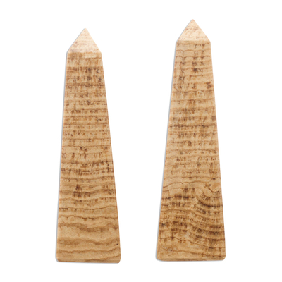 Aragonite obelisks, 'Towers' (pair) - Aragonite Obelisks Gemstone Sculptures (Pair)