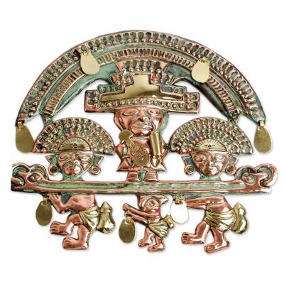 Copper wall adornment, 'Lambayeque Deity' - Copper wall adornment