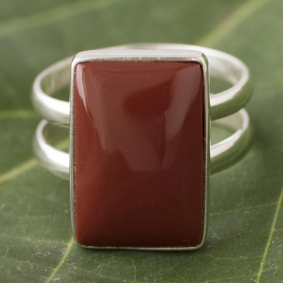 Jasper cocktail ring, 'Passionate One' - Sterling Silver Jasper Cocktail Ring from Peru