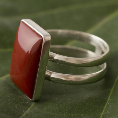 Jasper cocktail ring, 'Passionate One' - Sterling Silver Jasper Cocktail Ring from Peru