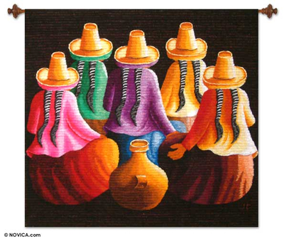 Wool tapestry, 'Women' - Hand Made Peruvian Cultural Wall Hanging Tapestry