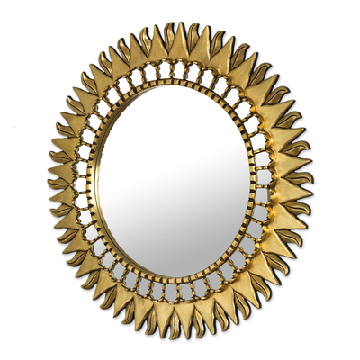 UNICEF Market | Sun Themed Bronze Leaf Artisan Wall Mirror - Inca Sunburst