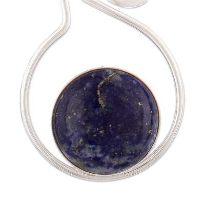 Lapis lazuli dangle earrings, 'Pendulum of Time' - Modern Sterling Silver Dangle Lapis Lazuli Earrings