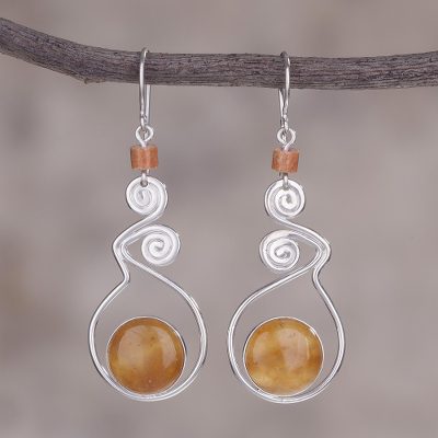 Opal dangle earrings, 'Pendulum of Time' - Opal dangle earrings