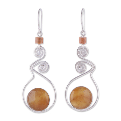 Opal dangle earrings, 'Pendulum of Time' - Opal dangle earrings