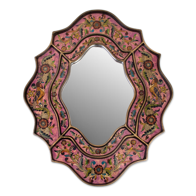 Mirror, 'Romance' - Reverse Painted Glass Wall Mirror