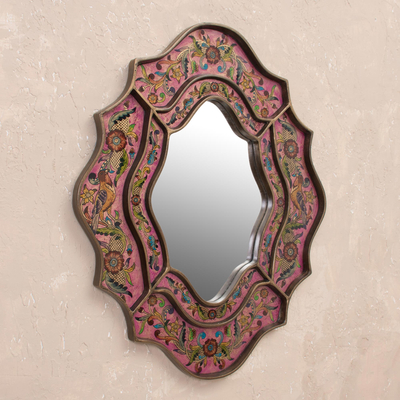 Spiegel, 'Romantik - Umgekehrt bemalter Glas-Wandspiegel