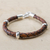 Men's leather bracelet, 'Chankas Warrior in Light Brown' - Men's Leather Sterling Silver Braided Bracelet (image 2c) thumbail