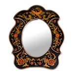 Mirror, 'Birdsong at Night' - Unique Reverse Painted Glass Wall Mirror