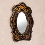 Mirror, 'Birdsong at Night' - Unique Reverse Painted Glass Wall Mirror