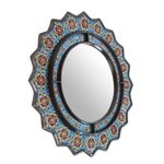 Reverse painted glass mirror, 'Bluebells' - Reverse Painted Glass Floral Wall Mirror with Bluebells