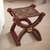 Tooled leather and wood stool, 'Baroque Peru' - Handcrafted Peruvian Wood Leather Stool (image 2) thumbail