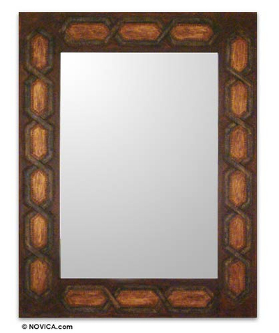 Artisan Crafted Geometric Leather Mirror