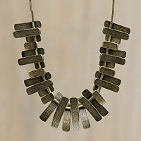 Gargantilla, 'Bronze Goddess' - Collar llamativo chapado en bronce geométrico moderno y audaz