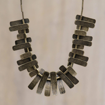 Halsband - Auffällige moderne geometrische Statement-Halskette mit Bronzebeschichtung