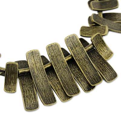Halsband - Auffällige moderne geometrische Statement-Halskette mit Bronzebeschichtung