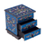 Reverse painted glass jewelry box, 'Celestial Blue' - Reverse Painted Glass Jewelry Box Chest with Mirror (image 2d) thumbail