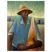'A trabajar' - Pintura impresionista de Perú