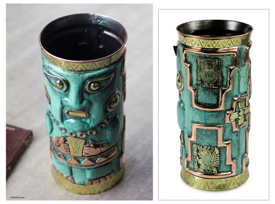 Copper and silver vase, Chimu Deity