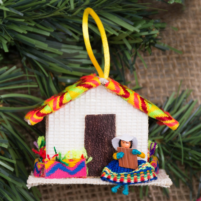 Ornaments, 'Andean Houses' (set of 3) - Peru Handmade Christmas Tree Ornament Se