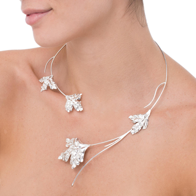 Silberne Wickelhalskette - Feine Halskette mit silbernem Kragen