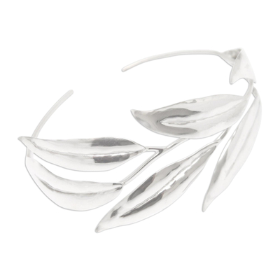 Silver cuff bracelet, 'Lovely Leaves' - 950 Silver Cuff Bracelet