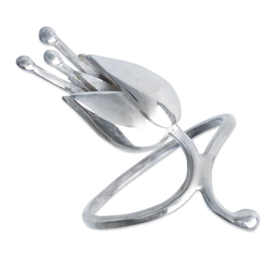 Silver cocktail ring, 'Flower in the Wind' - Silver cocktail ring