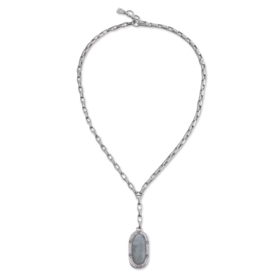 Opal-Y-Halskette - Y-Halskette aus Sterlingsilber mit natürlichem Opal und CZ