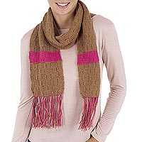 100% alpaca scarf, 'Pink Horizon' - 100% alpaca scarf