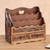 Leather desk organizer, 'Songbirds' - Colonial Leather and Wood Desk Organizer Office Accessory (image 2) thumbail