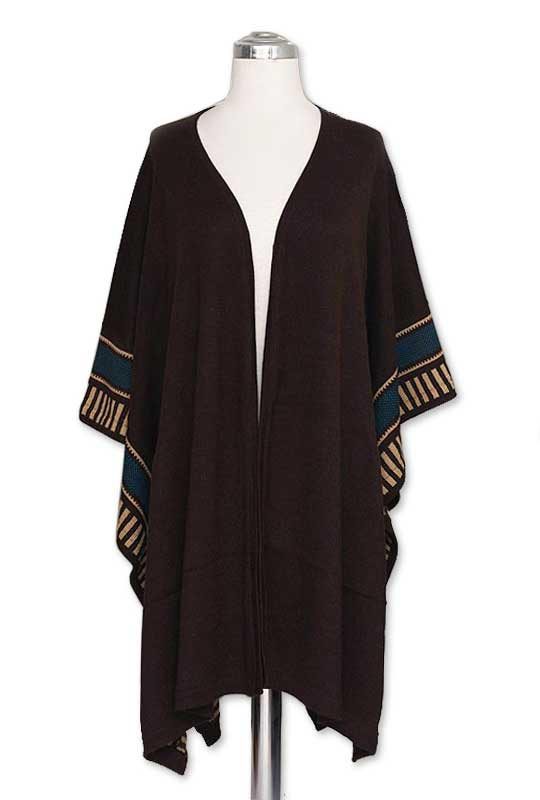 UNICEF Market | Alpaca Blend Ruana Wool Blend Cloak - Mountain Sky