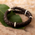 Men's leather bracelet, 'Furrows' - Men's Sterling Silver and Braided Leather Bracelet thumbail