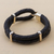 Men's leather bracelet, 'Night's Paths' - Artisan Crafted Leather and Sterling Silver Braided Bracelet (image 2) thumbail