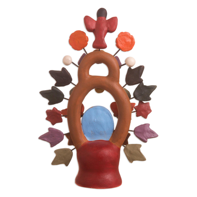 Krippe aus Keramik - Fair-Trade-Keramik-Skulptur „Baum des Lebens“ in Erdtönen 