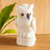 Onyx statuette, 'Midnight Owl' - White Onyx Owl Bird Sculpture thumbail