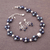 Pearl jewelry set, 'Iridescent Grey' - Unique Floral Fine Silver Beaded Pearl jewellery Set (image 2b) thumbail