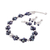 Pearl jewelry set, 'Iridescent Grey' - Unique Floral Fine Silver Beaded Pearl jewellery Set (image 2c) thumbail