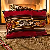 Alpaca blend cushion covers, 'Red Sea' (pair)