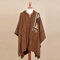 100% alpaca poncho, 'Andean Highland' - Hand Crafted Alpaca Wool Patterned Poncho from Peru