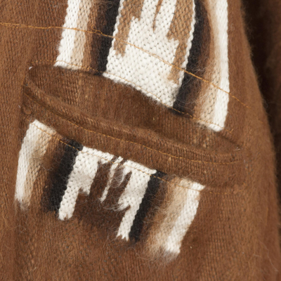 poncho aus 100 % Alpaka - Handgefertigter Poncho aus Alpakawolle mit Muster aus Peru