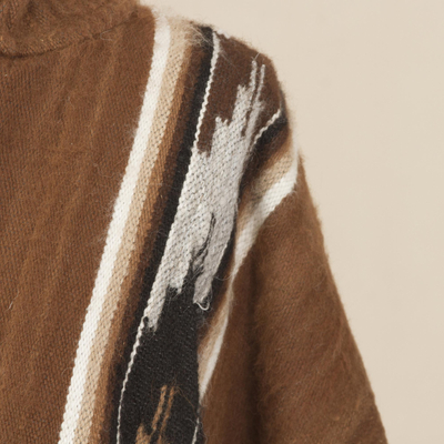 poncho 100% alpaca - Poncho estampado de lana de alpaca hecho a mano de Perú