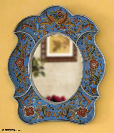 Espejo de pared de vidrio pintado al revés - Espejo de pared decorativo de vidrio pintado al revés